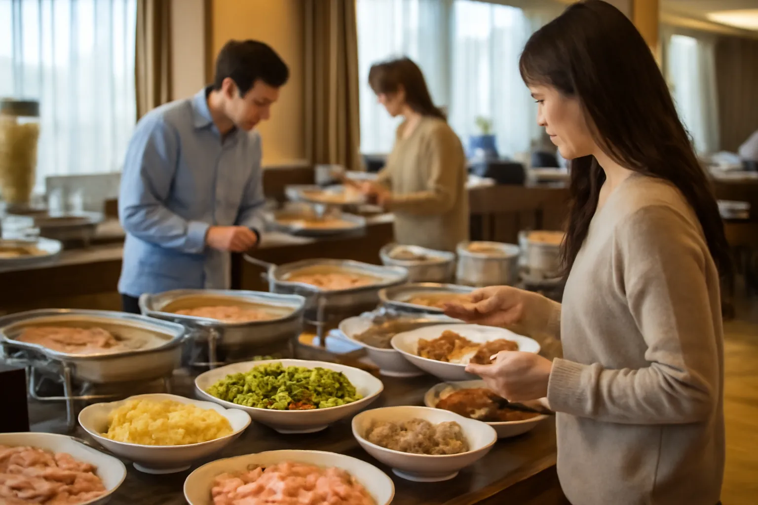 ホテルの朝食ビュッフェ