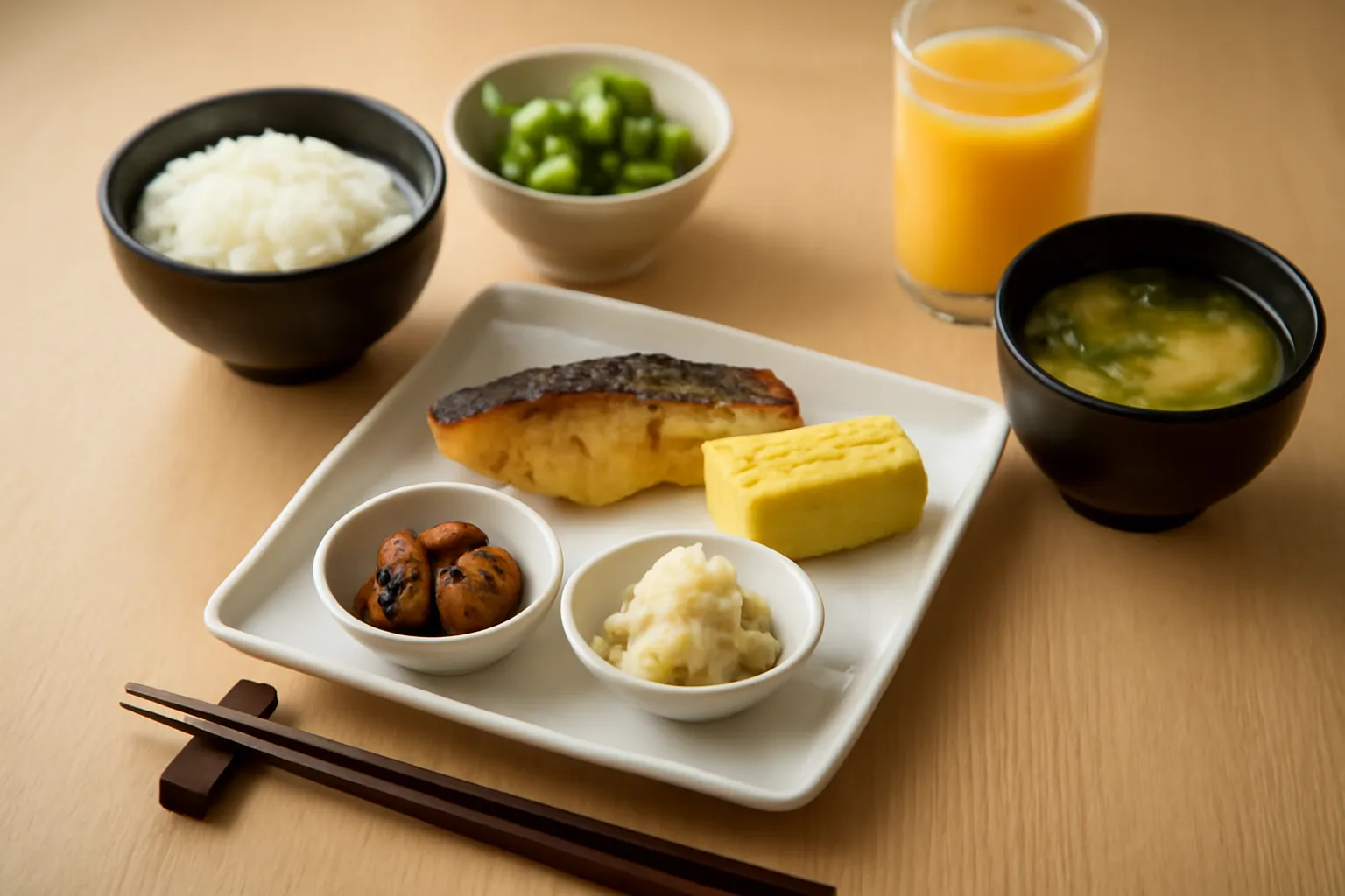 和食の朝食ビュッフェ
